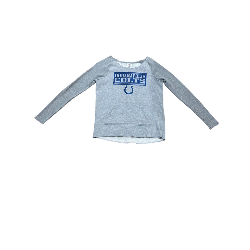 Indianapolis Colts Raglan Long Sleeve Thermal Kids XL‎ 14/16 Gray Blue NFL